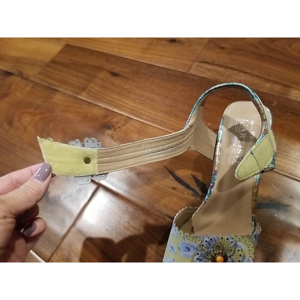 L'Artiste Spring Step Stacked Heel Ankle Strap Sandals size EU 39 US 9 Floral - Picture 10 of 14